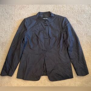 🇮🇹🌟 Giorgio Armani Black Label Navy Silk Blend Mandarin Blazer Sz 46 M/L Luxury
